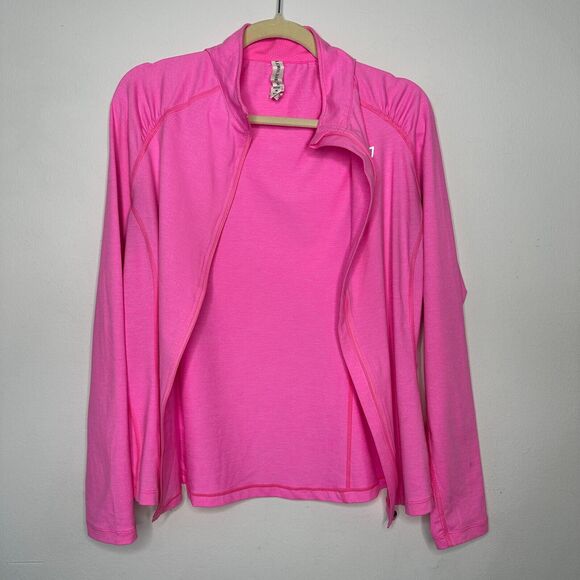 Lorna Jane Active Hot Pink Long Sleeve Zip Lightweight Fitted Stretch Jacket Med - Picture 2 of 8